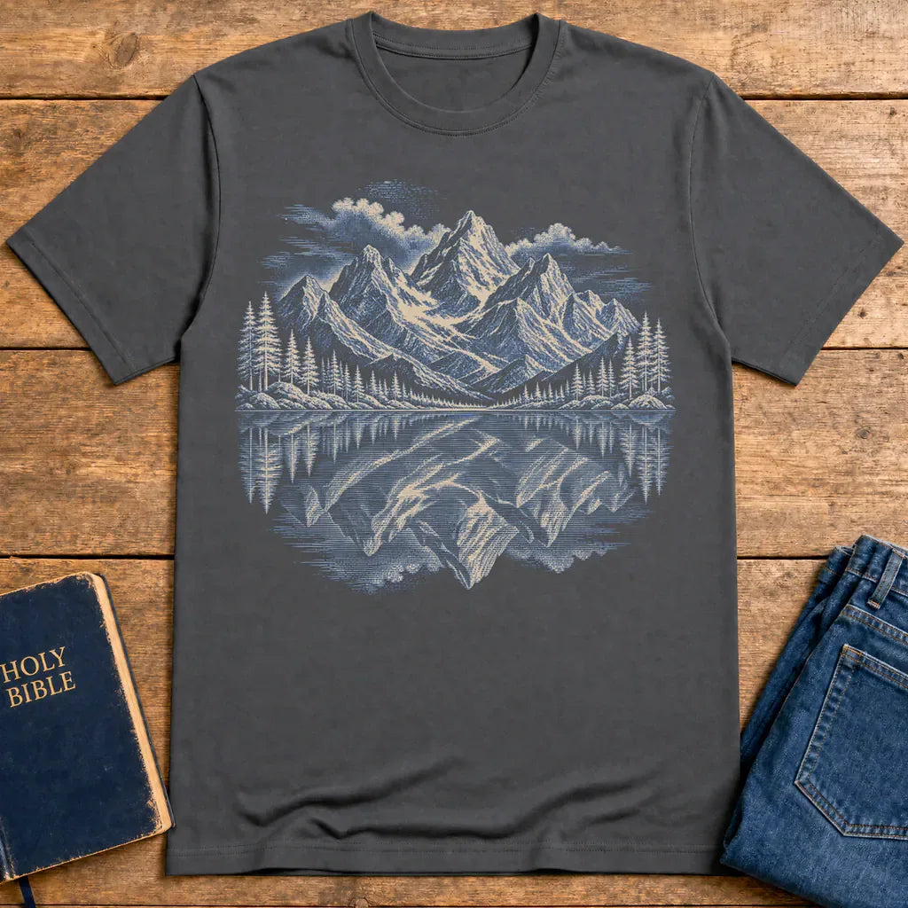 Praying Peaks Reflection T-Shirt - Charcoal