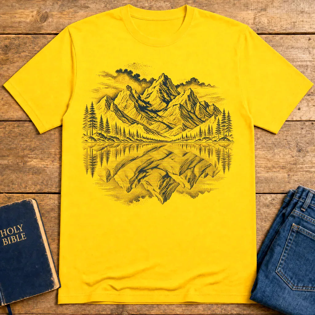 Praying Peaks Reflection T-Shirt - Daisy