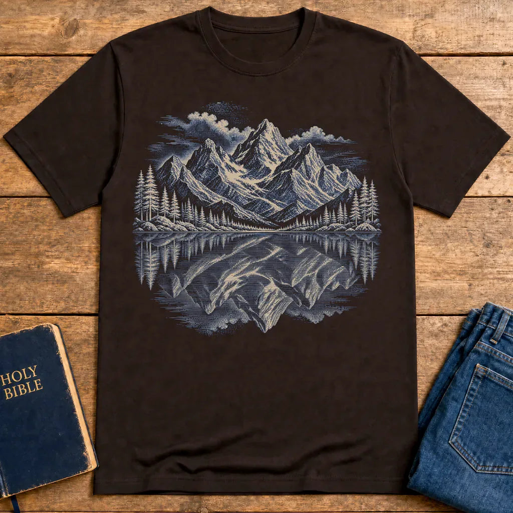 Praying Peaks Reflection T-Shirt - Dark Chocolate