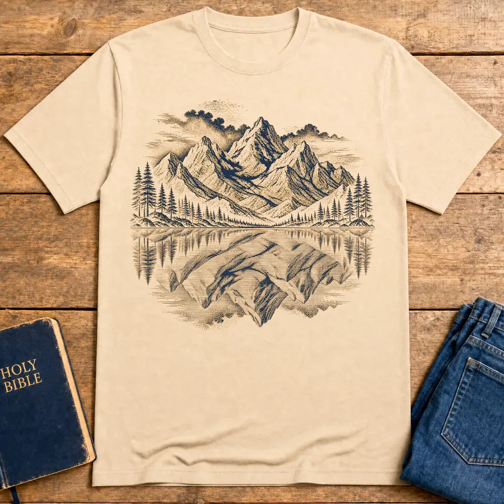 Praying Peaks Reflection T-Shirt - Natural
