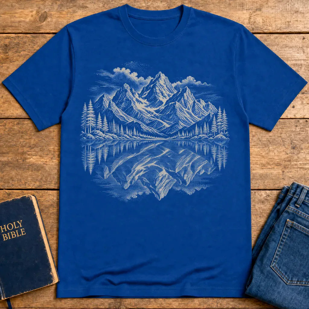 Praying Peaks Reflection T-Shirt - Royal