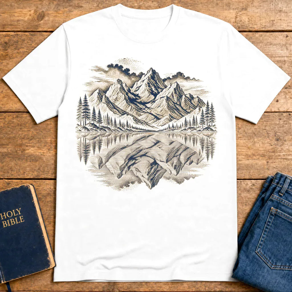 Praying Peaks Reflection T-Shirt - White