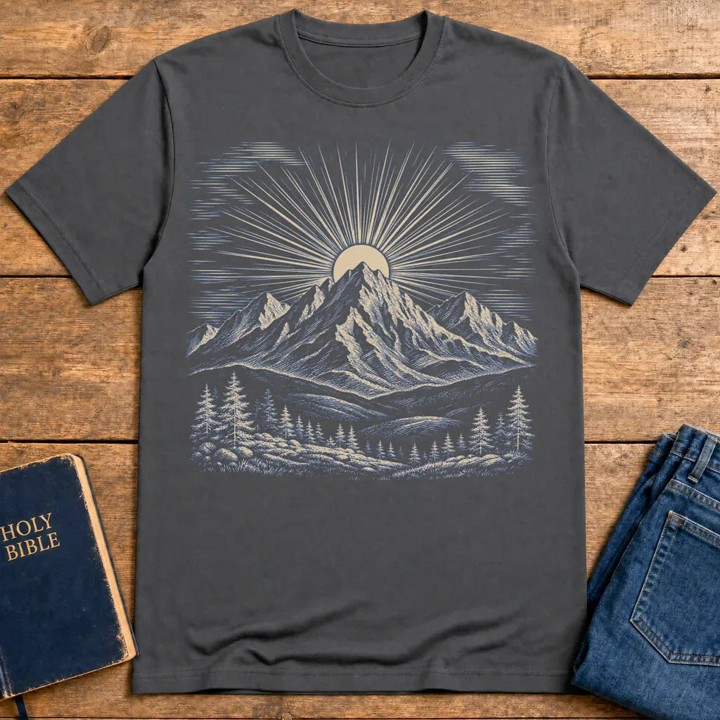 Radiant Mountain Sunrise T-Shirt - Charcoal