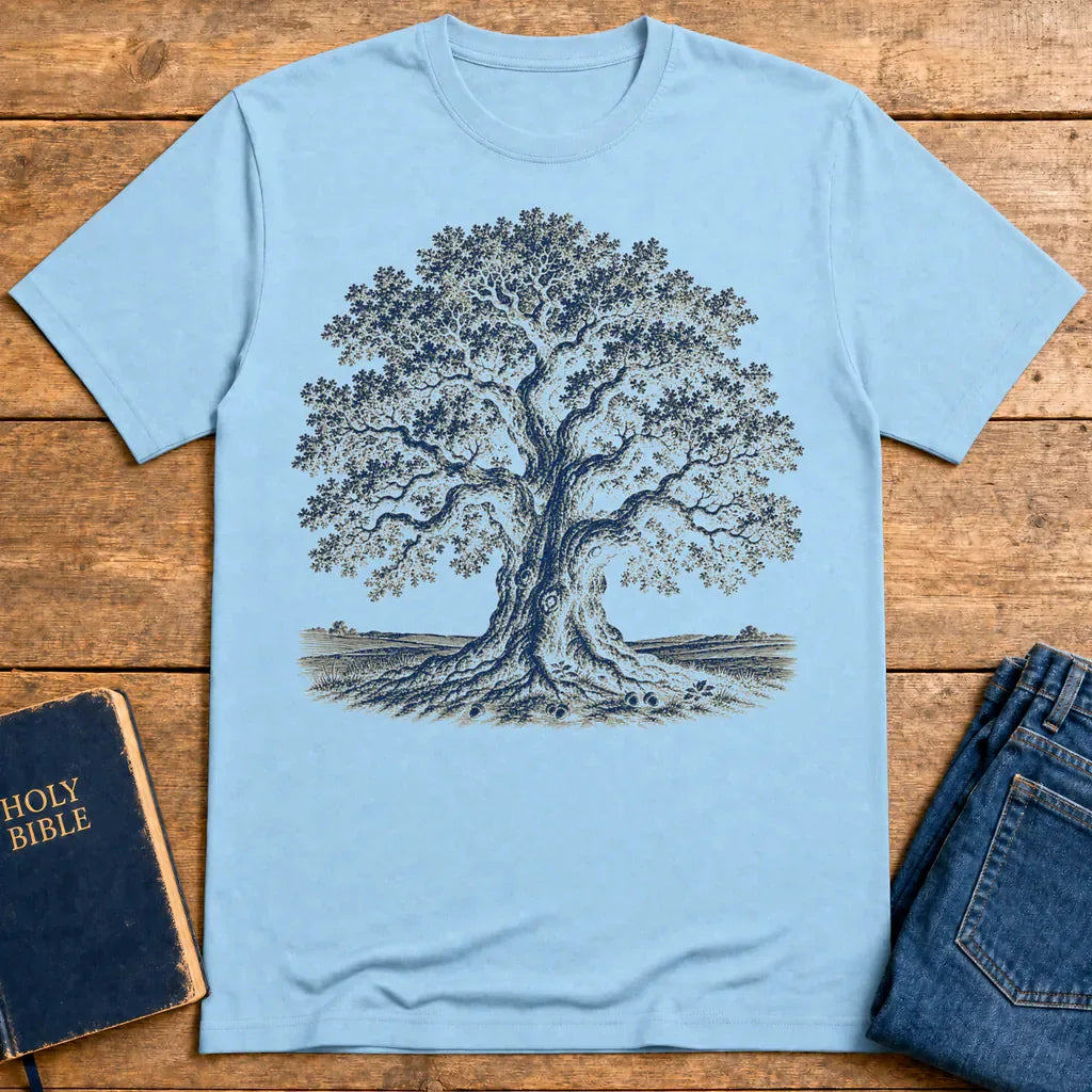 Mighty Oak of Faith T-Shirt - Light Blue