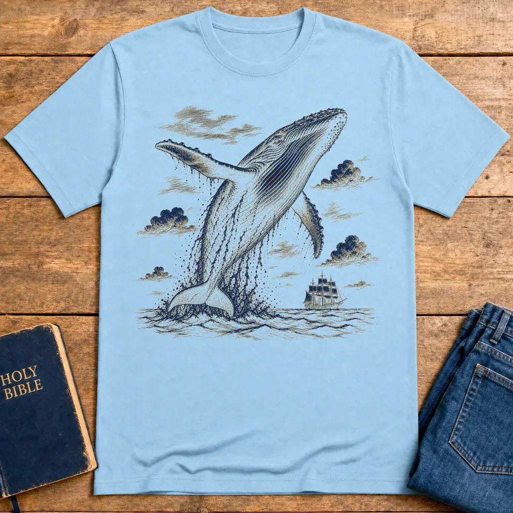 Mighty Whale Voyage T-Shirt - Light Blue