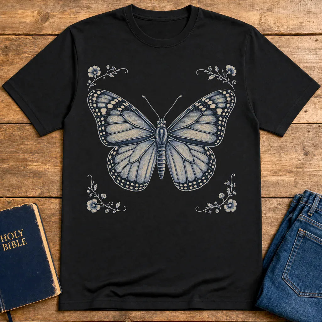 Golden Renewal Butterfly T-Shirt - Black
