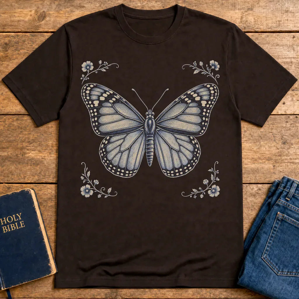Golden Renewal Butterfly T-Shirt - Dark Chocolate