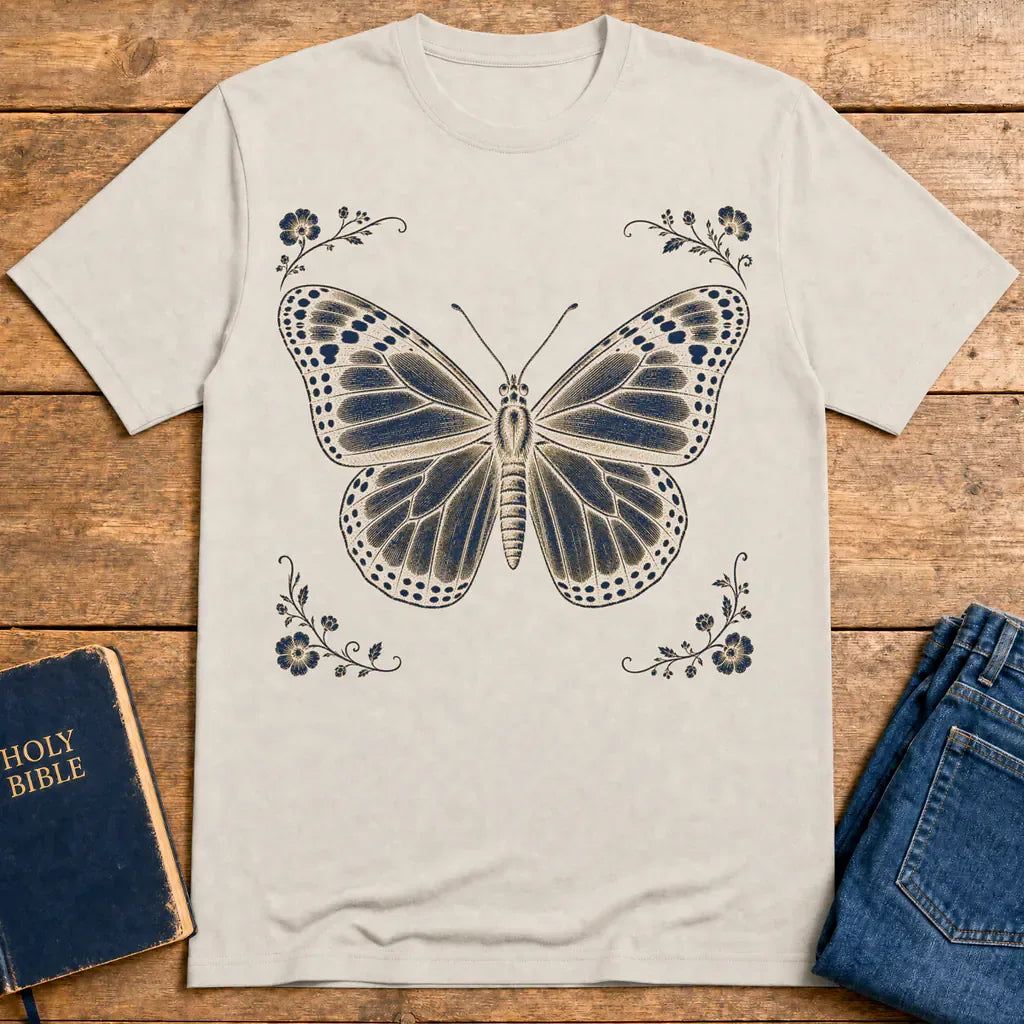 Golden Renewal Butterfly T-Shirt - Ice Grey