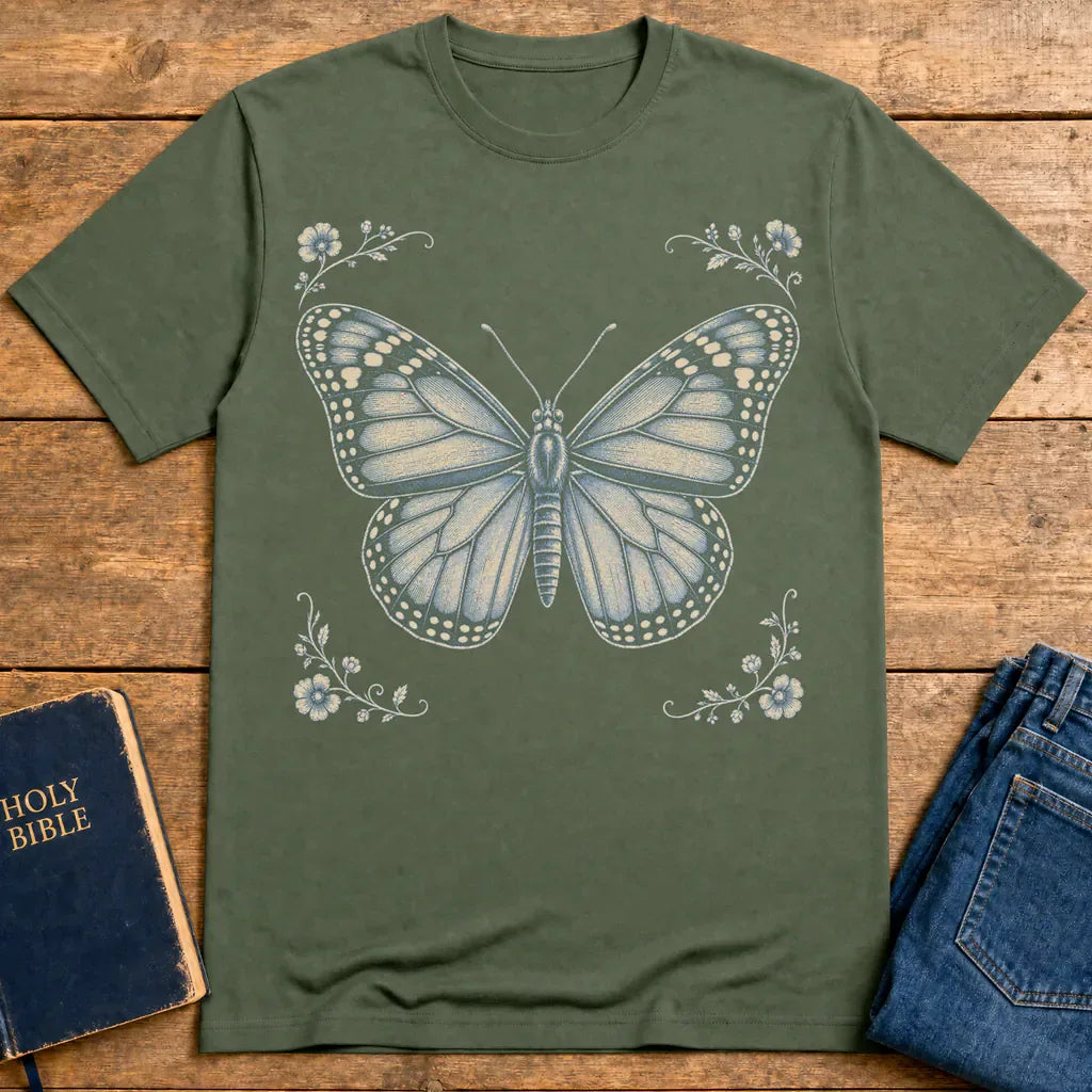 Golden Renewal Butterfly T-Shirt - Military Green