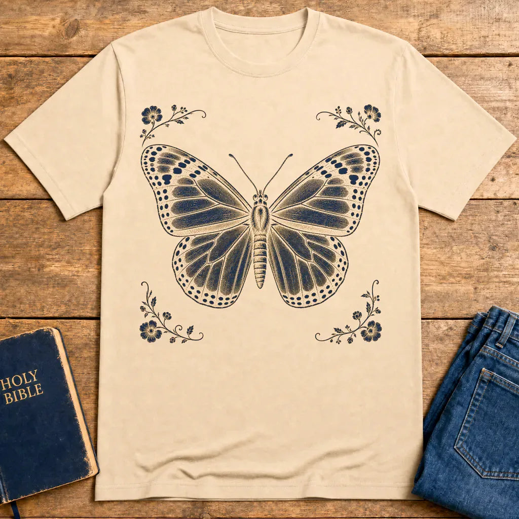 Golden Renewal Butterfly T-Shirt - Natural