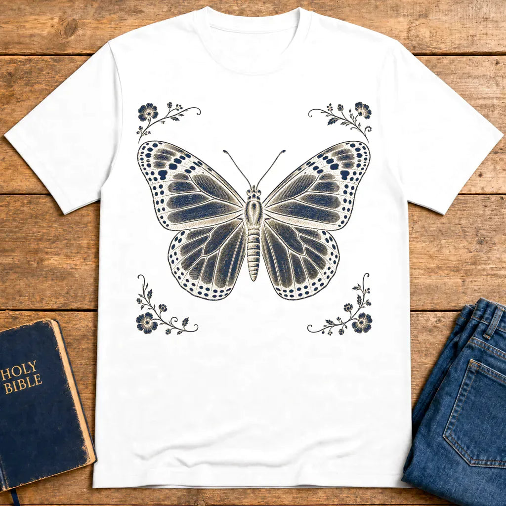 Golden Renewal Butterfly T-Shirt - White
