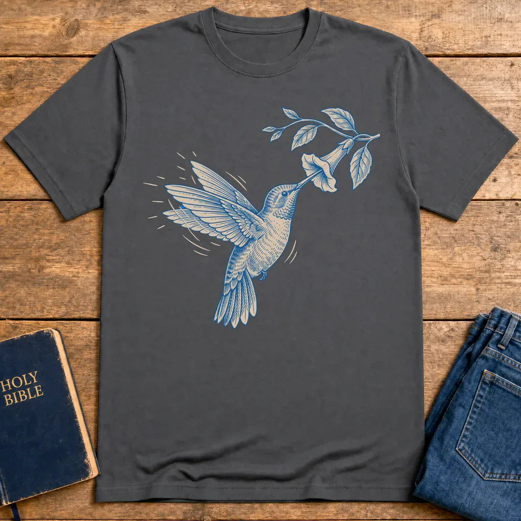 Graceful Hummingbird T-Shirt - Charcoal