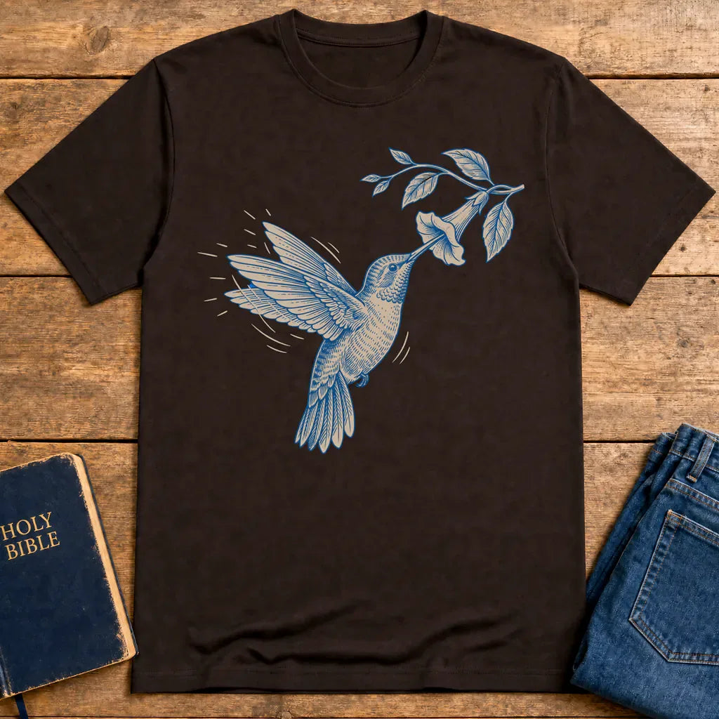 Graceful Hummingbird T-Shirt - Dark Chocolate
