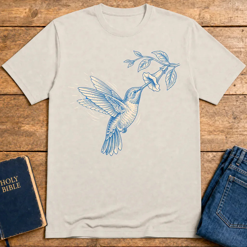 Graceful Hummingbird T-Shirt - Ice Grey