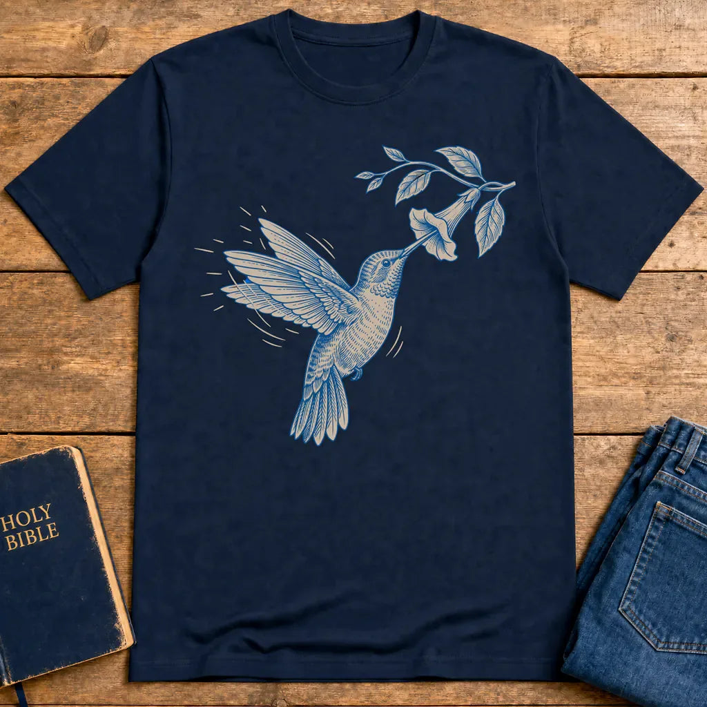 Graceful Hummingbird T-Shirt - Navy