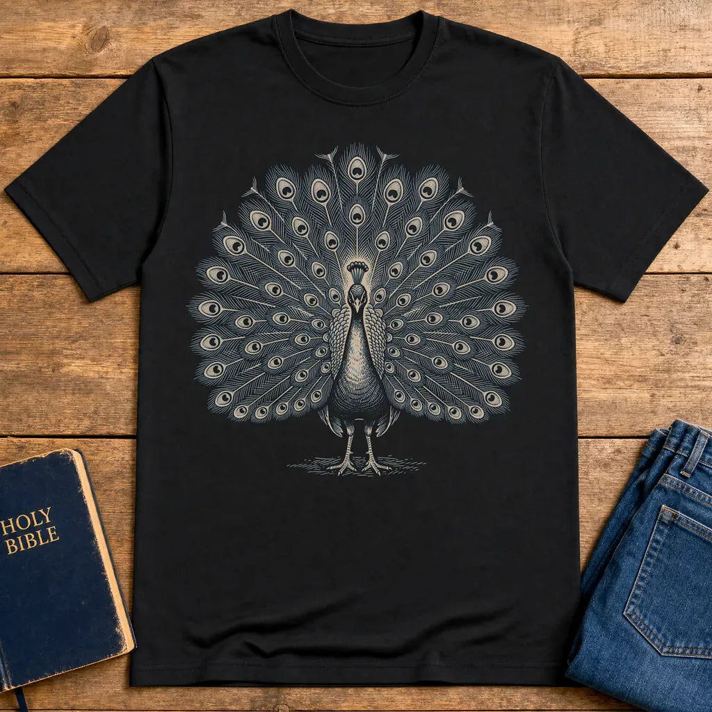 Majestic Glory Peacock T-Shirt - Black