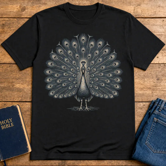 Majestic Glory Peacock T-Shirt - Black