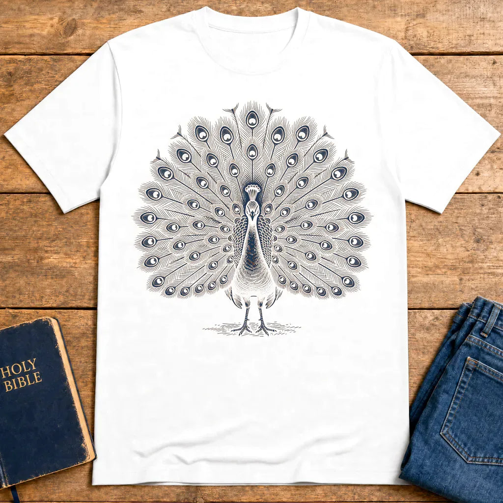 Majestic Glory Peacock T-Shirt - White