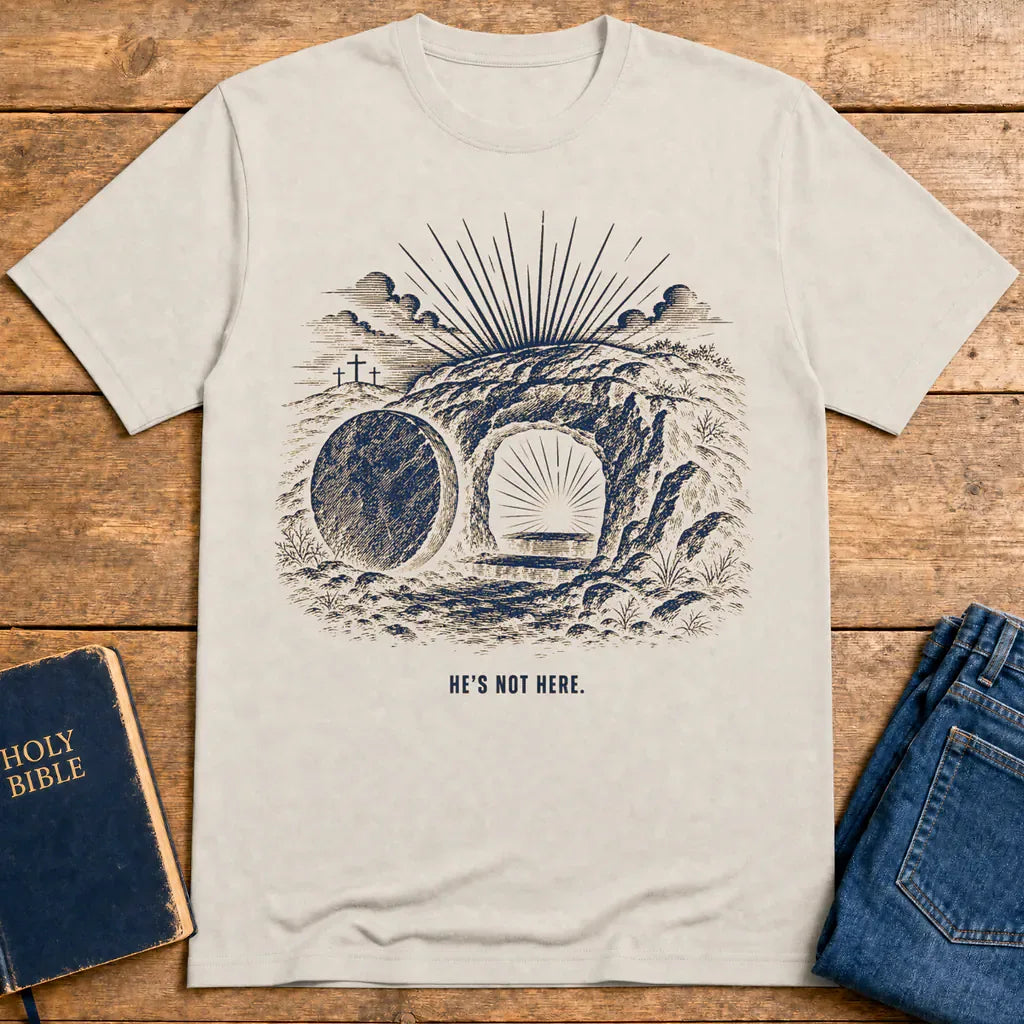 He’s Not Here Resurrection T-Shirt - Ice Grey