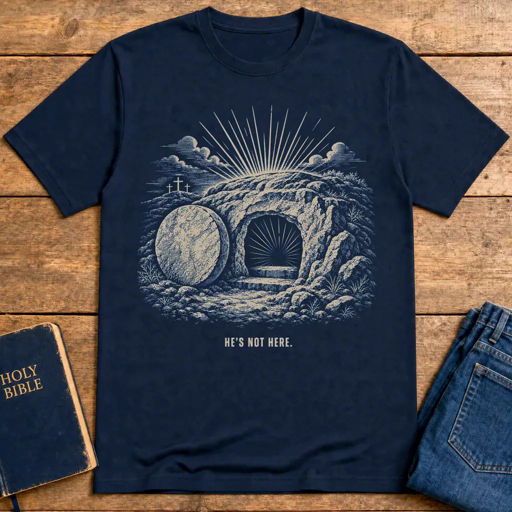 He’s Not Here Resurrection T-Shirt - Navy