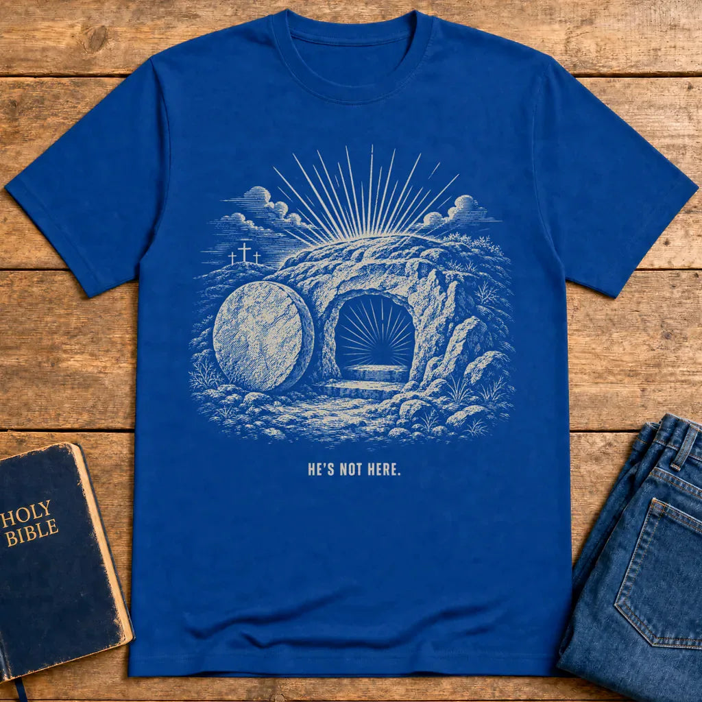 He’s Not Here Resurrection T-Shirt - Royal