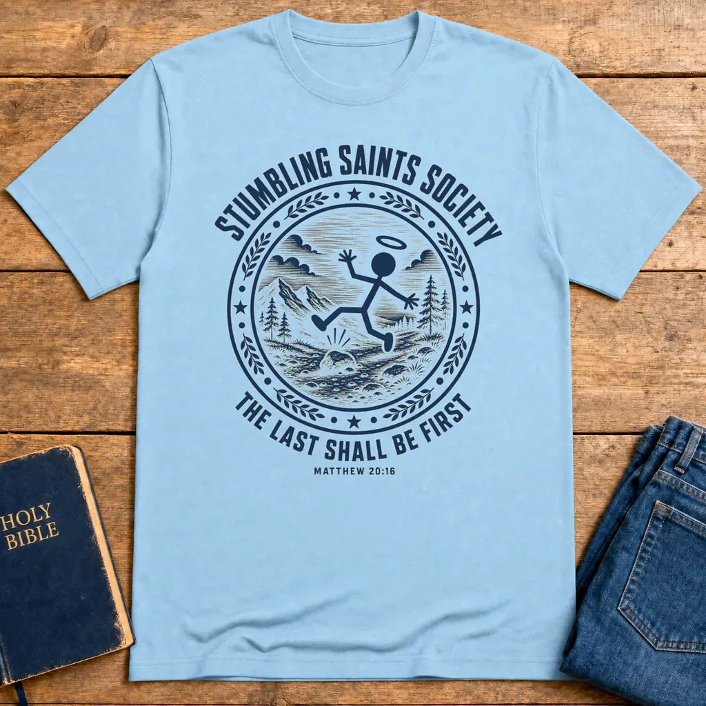 Stumbling Saints Society T-Shirt - Light Blue