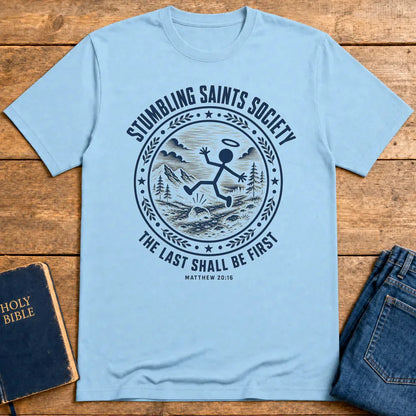 Stumbling Saints Society T-Shirt - Light Blue