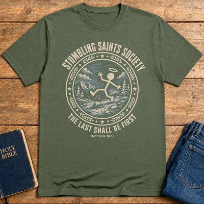 Stumbling Saints Society T-Shirt - Military Green