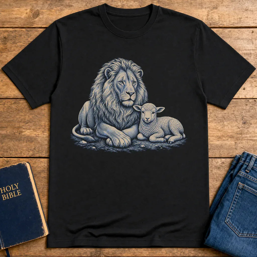 Lion and Lamb Peace T-Shirt - Black