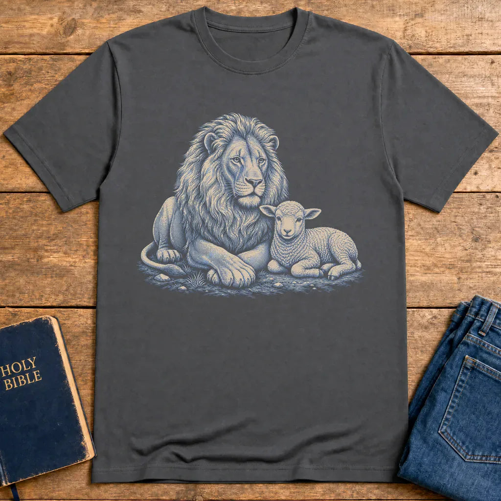 Lion and Lamb Peace T-Shirt - Charcoal
