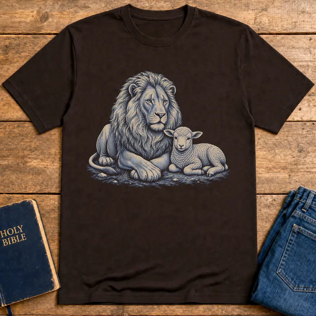 Lion and Lamb Peace T-Shirt - Dark Chocolate