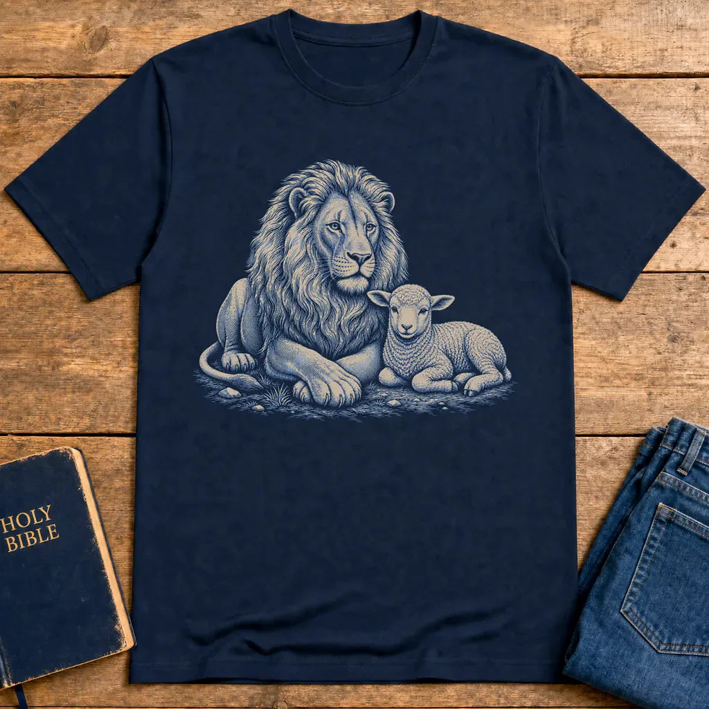 Lion and Lamb Peace T-Shirt - Navy