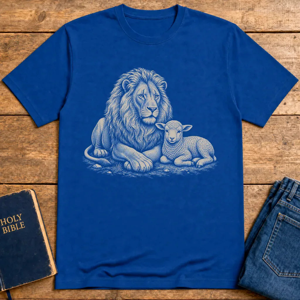 Lion and Lamb Peace T-Shirt - Royal