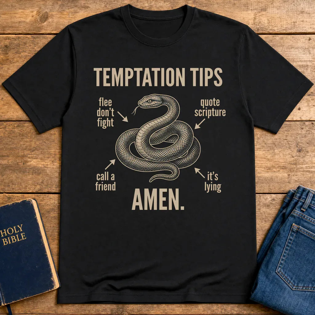 Temptation Tips Amen T-Shirt - Black