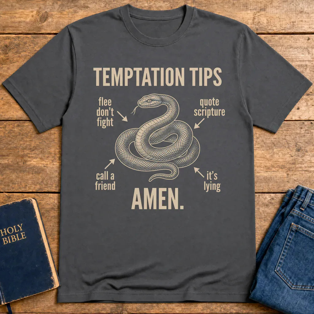 Temptation Tips Amen T-Shirt - Charcoal