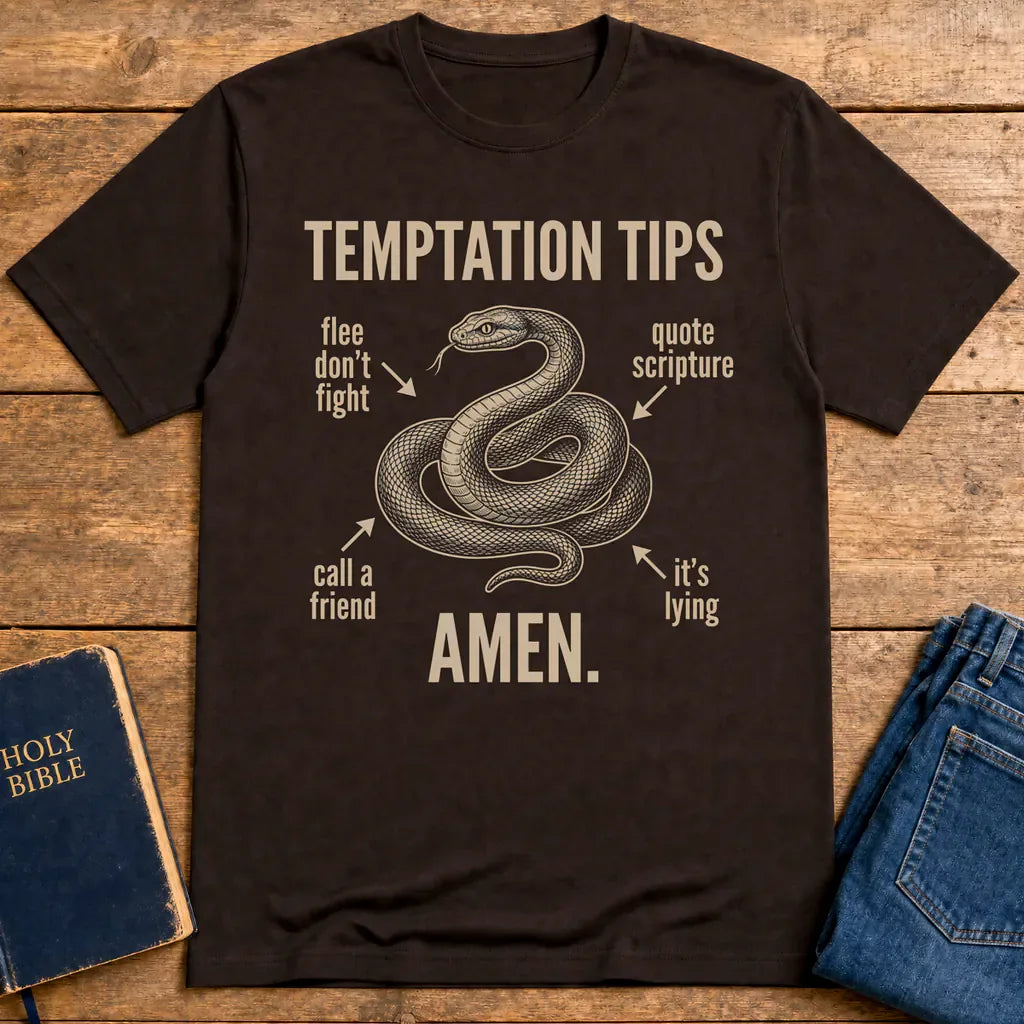Temptation Tips Amen T-Shirt - Dark Chocolate