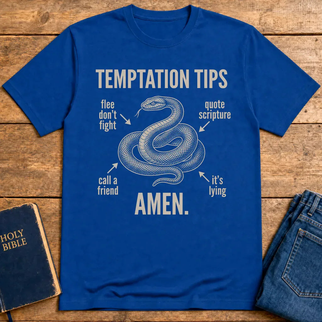 Temptation Tips Amen T-Shirt - Royal