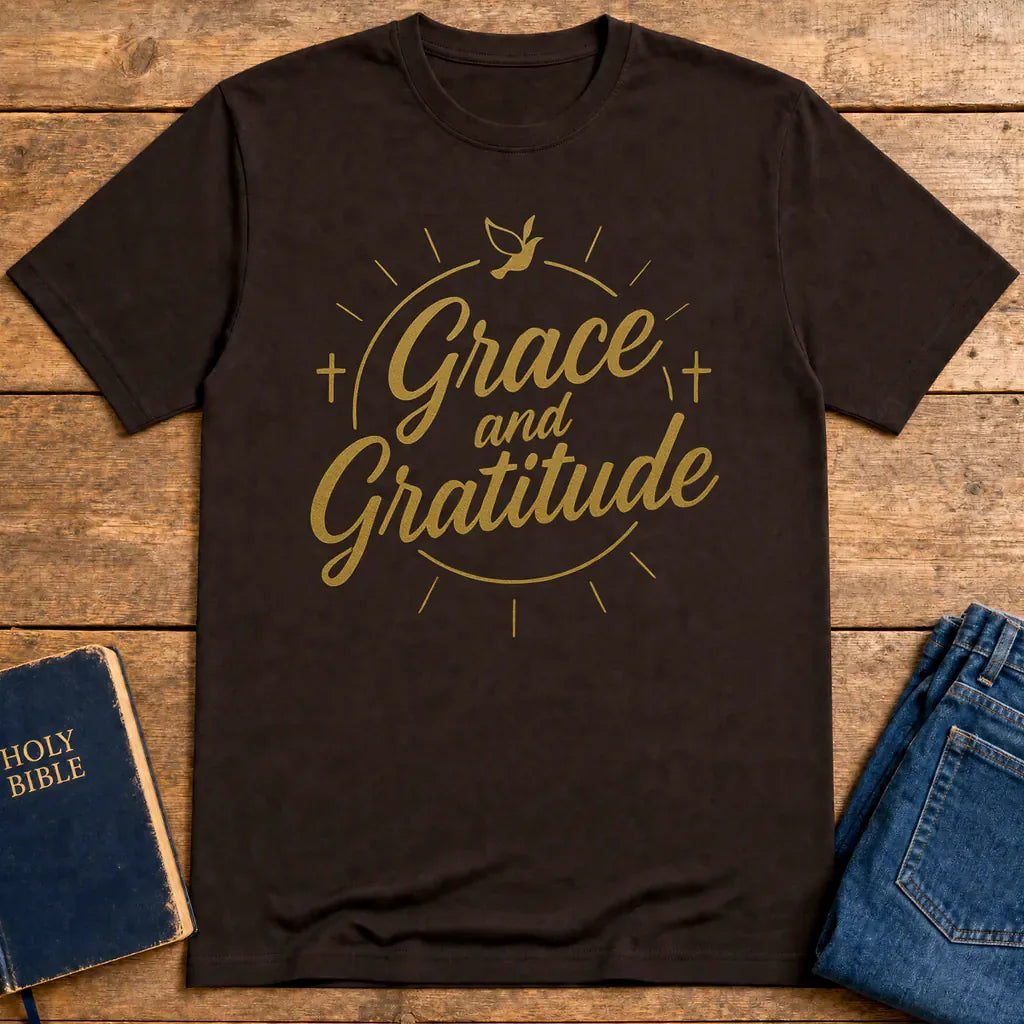 Grace and Gratitude T-Shirt - Dark Chocolate