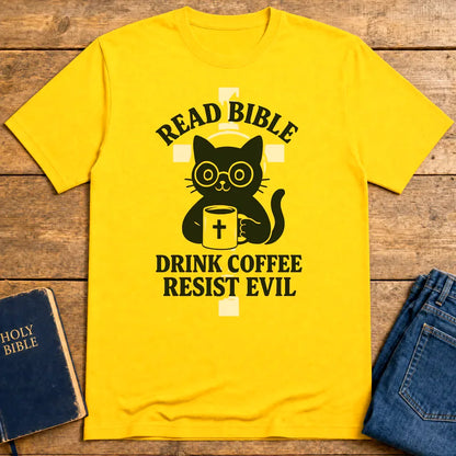 Read Bible Resist Evil Cat T-Shirt - Daisy
