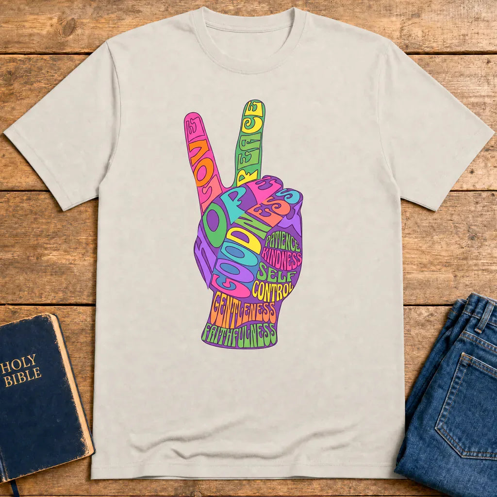 Fruit of the Spirit Peace Sign T-Shirt - Ice Grey