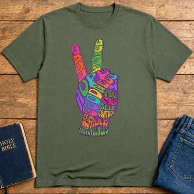 Fruit of the Spirit Peace Sign T-Shirt - Military Green