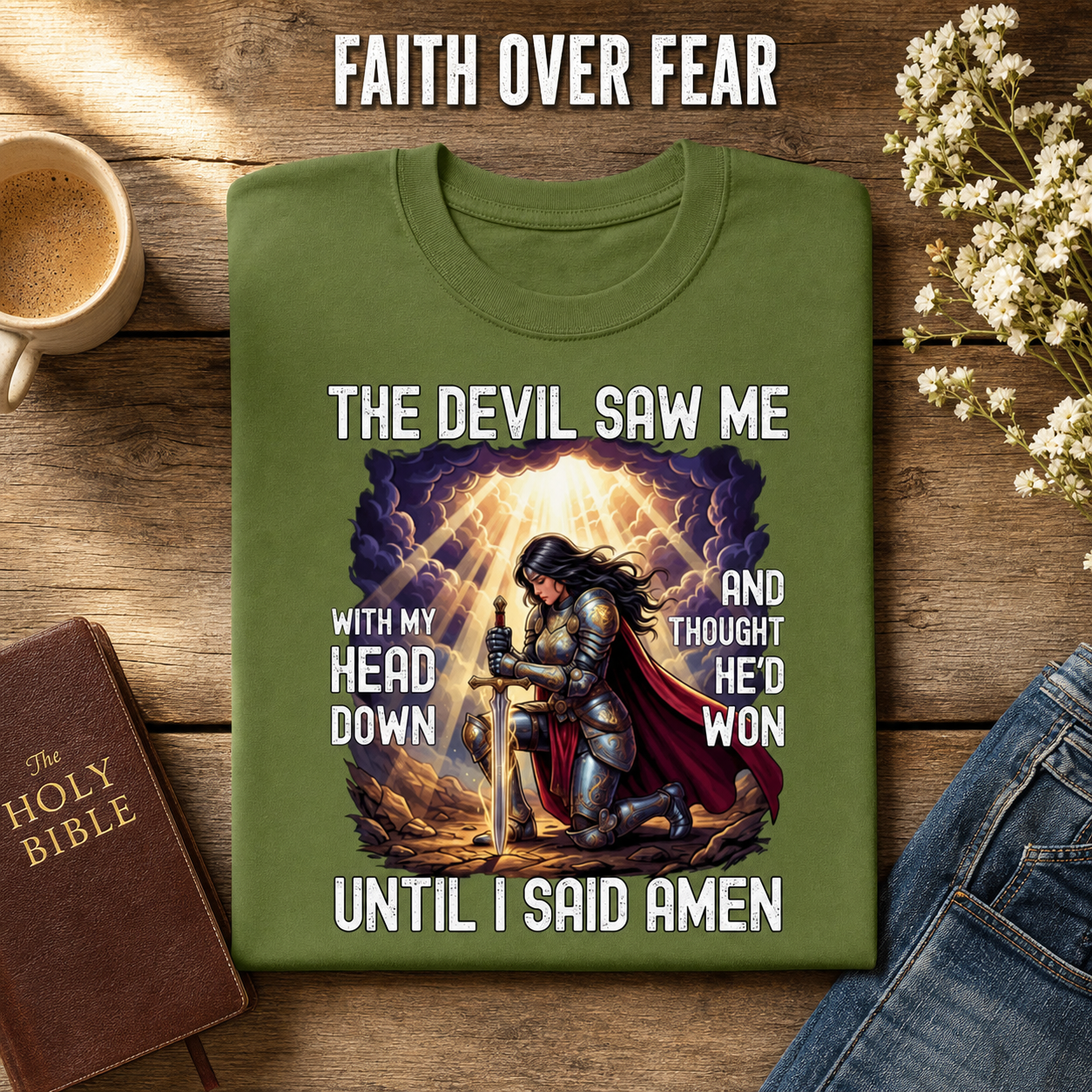 Warrior Prayer Victory T-Shirt_folded_flatlay
