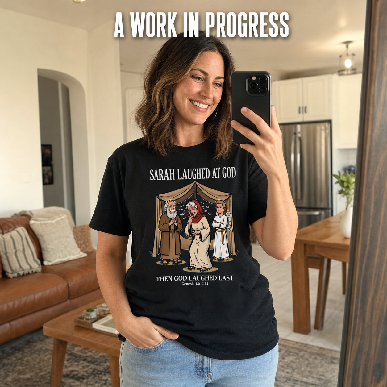 Sarah Laughed at God T-Shirt_ugc_mirror