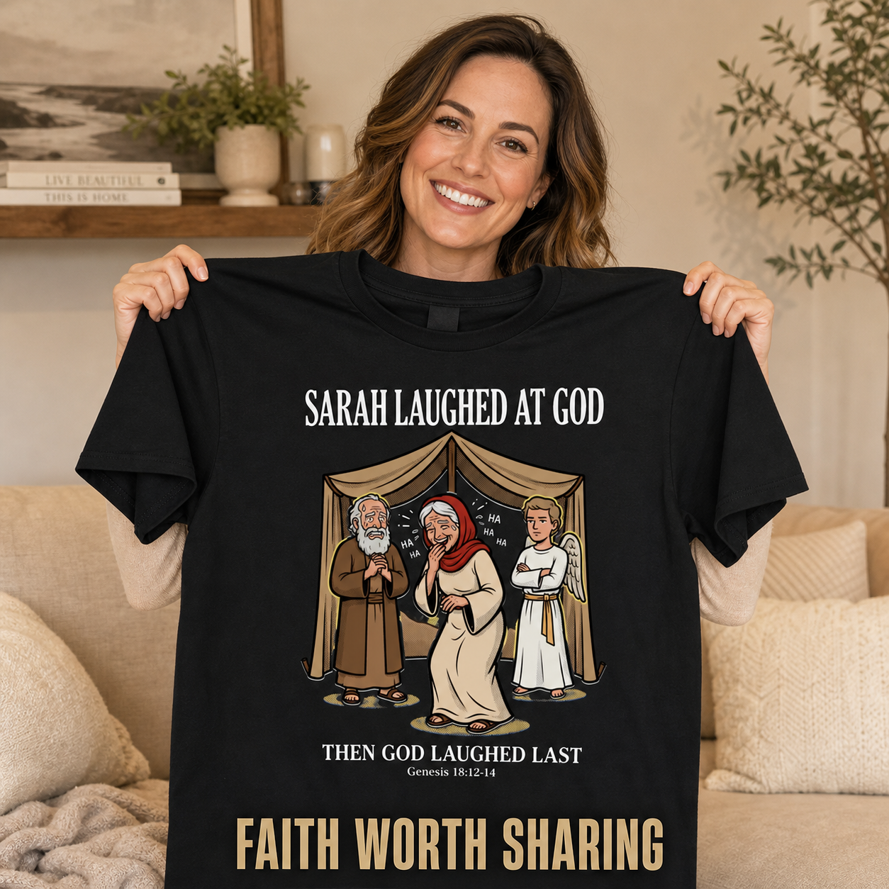Sarah Laughed at God T-Shirt_ugc_holdup
