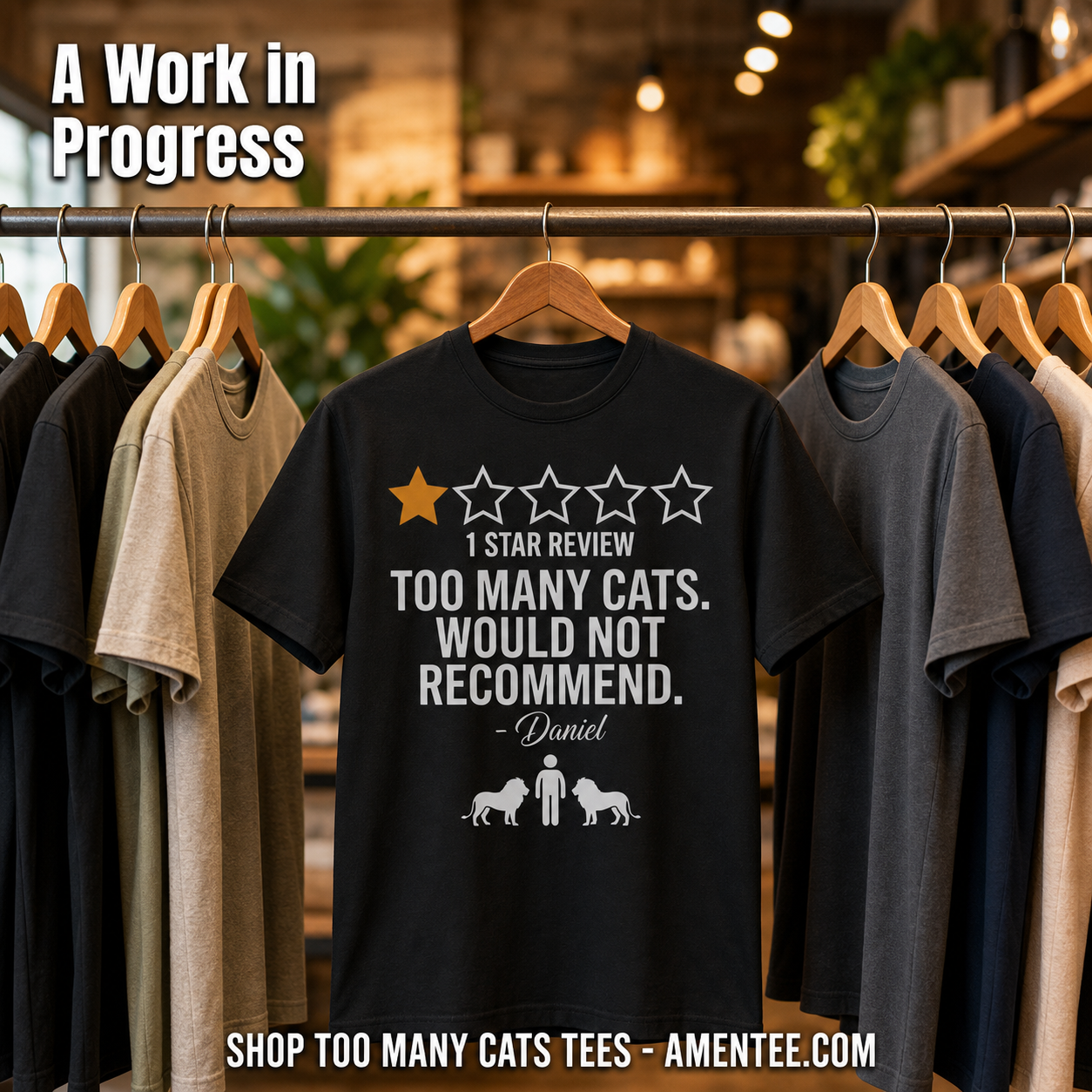 Too Many Cats One-Star Review T-Shirt_boutique_rack