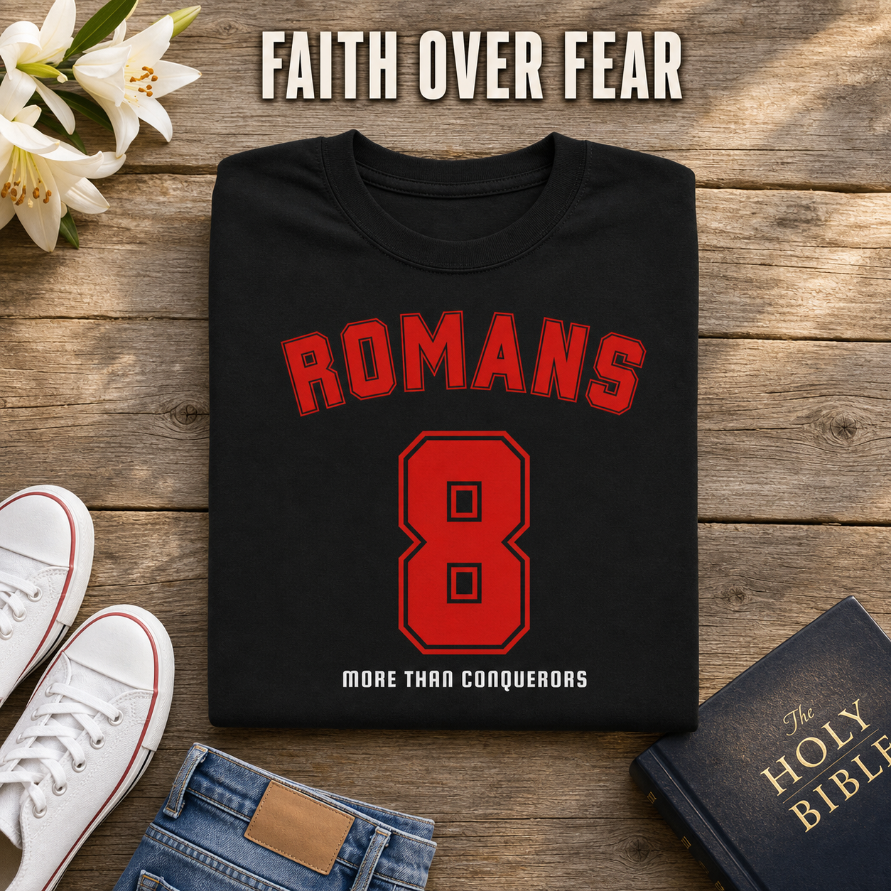 Romans 8 Victory T-Shirt_folded_flatlay