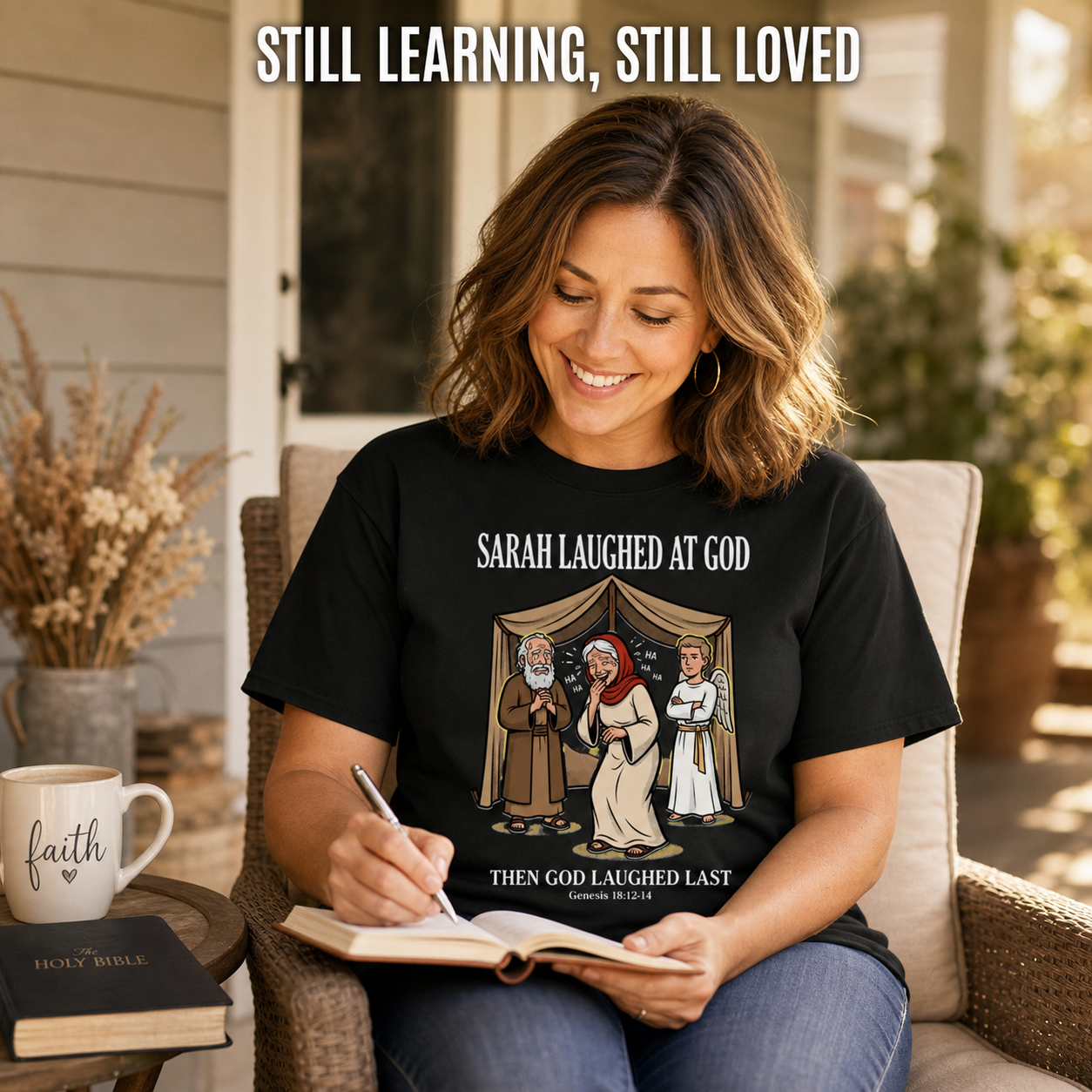 Sarah Laughed at God T-Shirt_ls_prop
