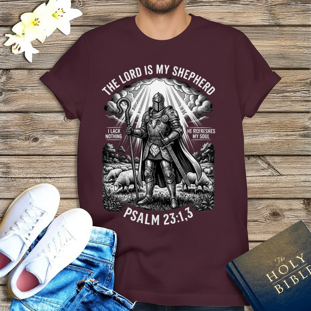 The Lord Is My Shepherd Warrior T-Shirt_triple_model