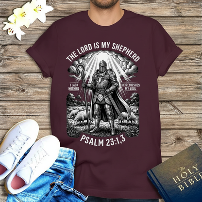The Lord Is My Shepherd Warrior T-Shirt_triple_model