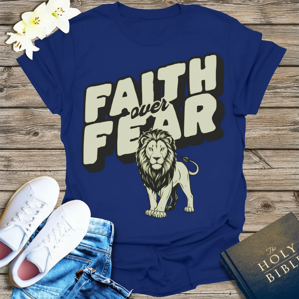 Faith Over Fear Lion T-Shirt_dual_model_life